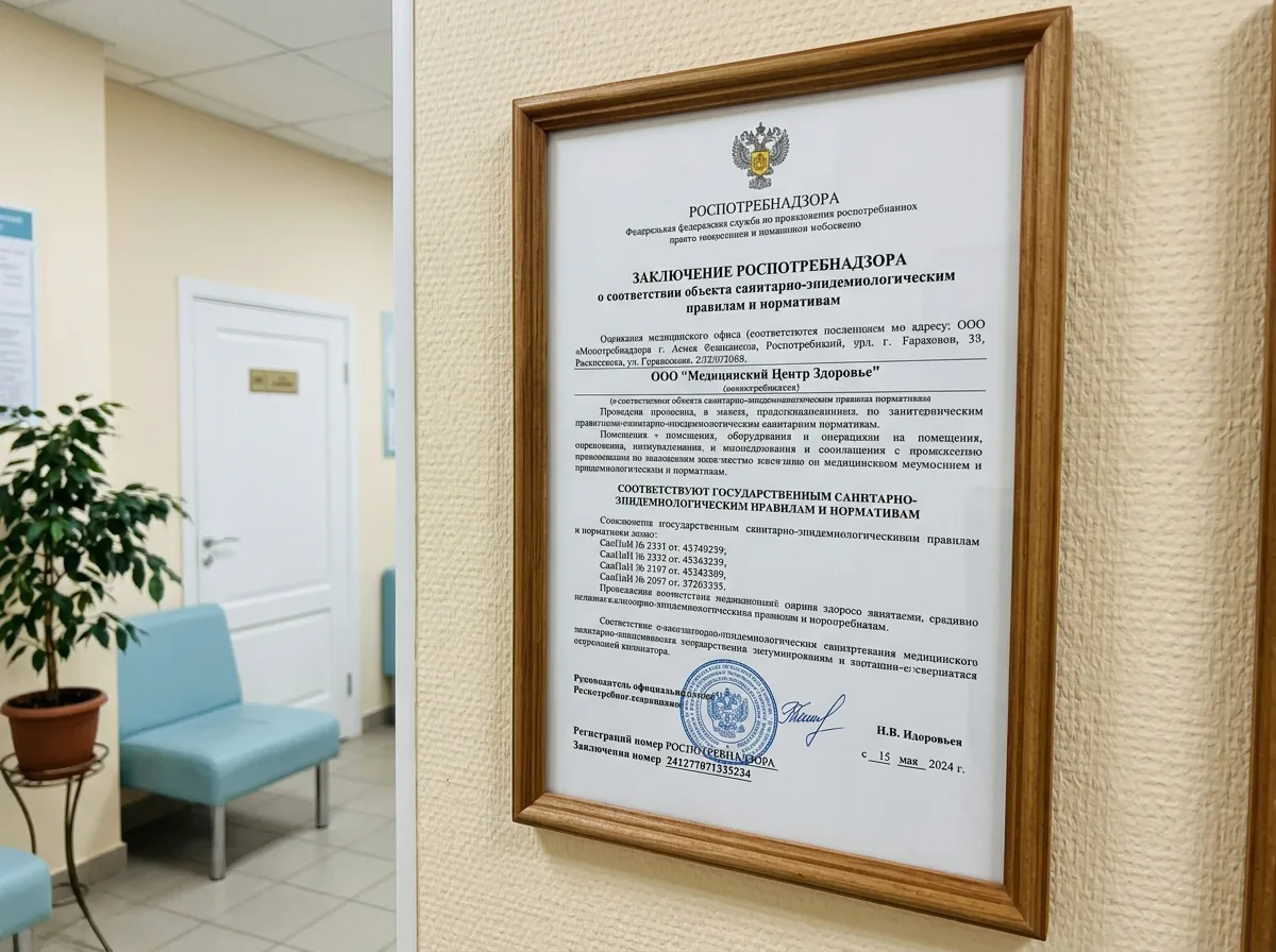 Заключение Роспотребнадзора о соответствии санитарно-гигиеническим нормам медицинского кабинета